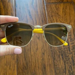 Ray Ban Clubmaster Yellow & Brown Sunglasses
